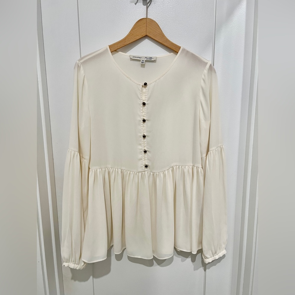 Banana Republic Cream Peplum Blouse